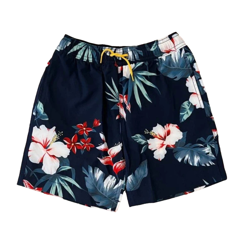 NWT J. Crew Boys' Navy W/Hibiscus Floral Print Swim Trunk